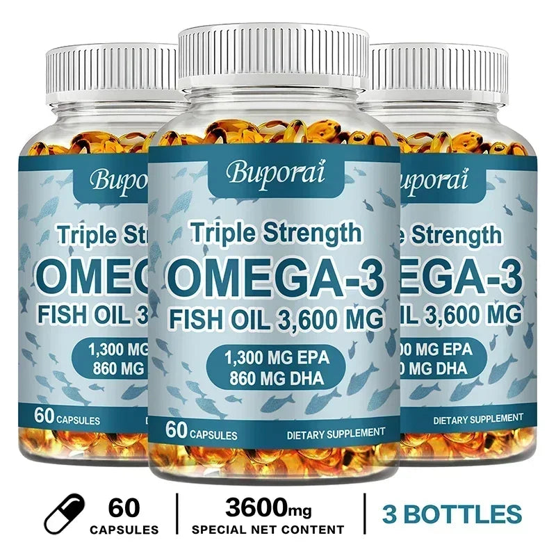 Omega 3 Fish Oil - Promotes Overall Health, Supports Energy, Relieve Fatigue, Improve Memory, Support Joints, Immune System