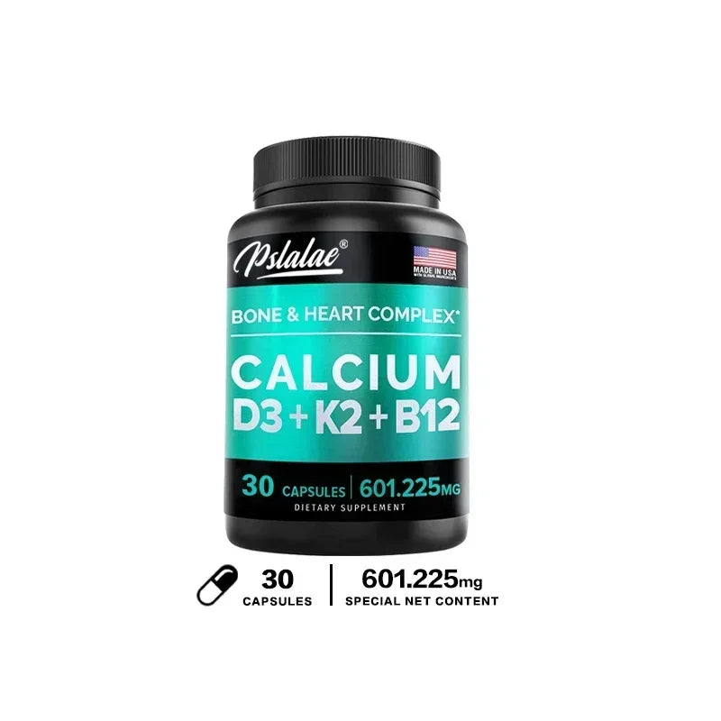 Calcium 600 Mg, Vitamin D3 K2 B12 Supplement - Provides Heart, Bone and Immune Support for Women and Men