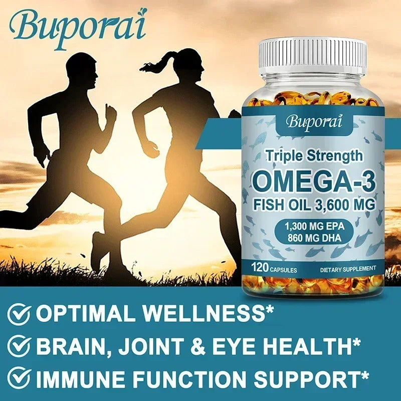 Omega 3 Fish Oil - Promotes Overall Health, Supports Energy, Relieve Fatigue, Improve Memory, Support Joints, Immune System