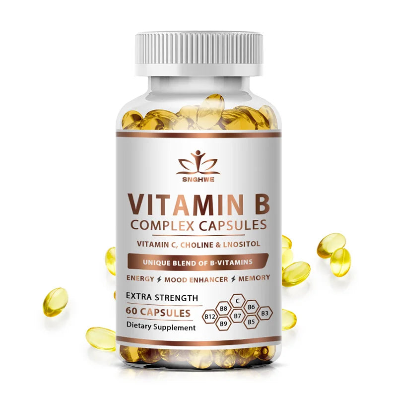 Efficient Vitamin B Complex Containing Vitamin C, B1, B2, B3, B5, B6, B12, Biotin Natural Energy Complex