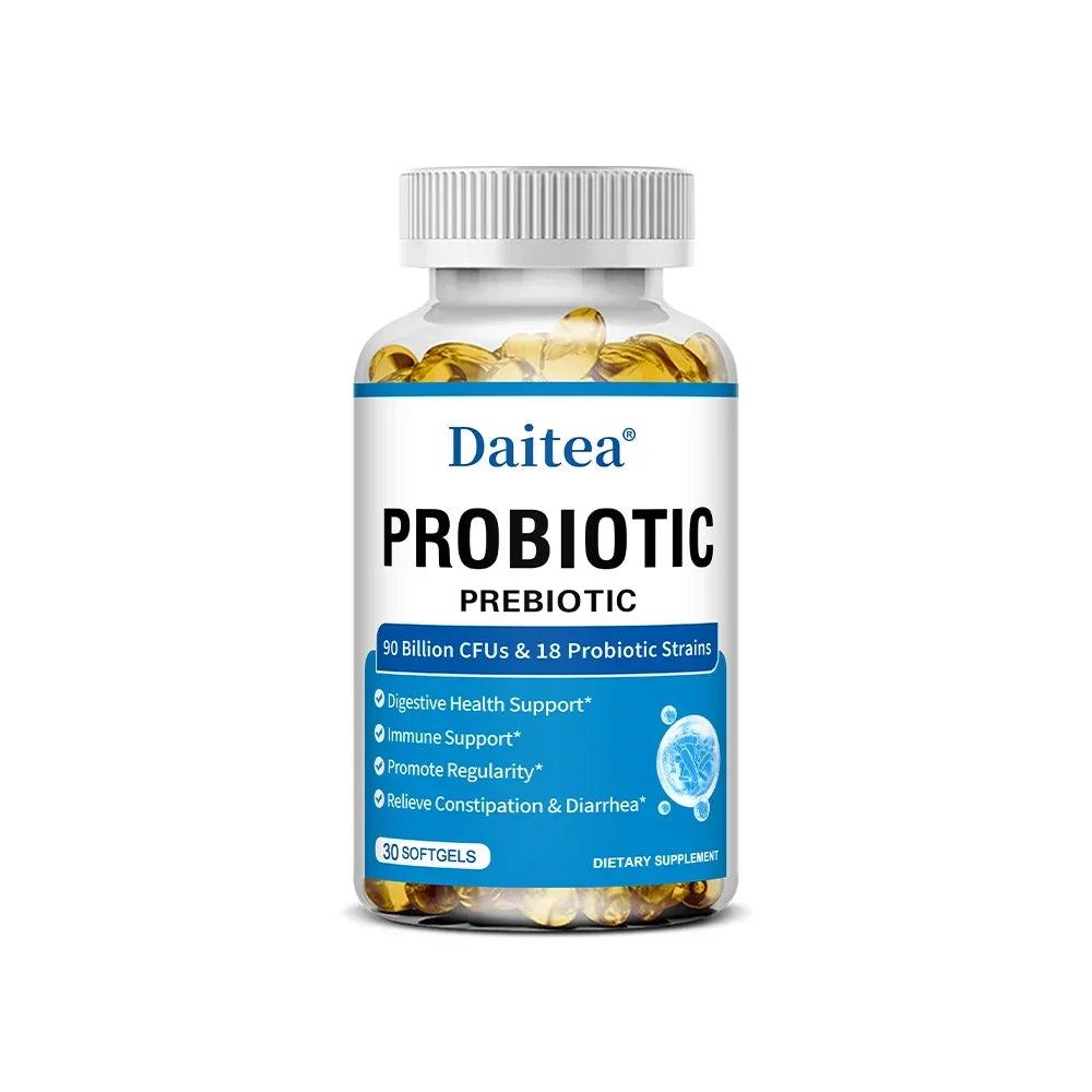 Prebiotics and Probiotics 90 Billion CFUs, Dietary Supplement for Women &amp; Men, Immune, Digestive, Gut Health, 30/60/120 Capsules