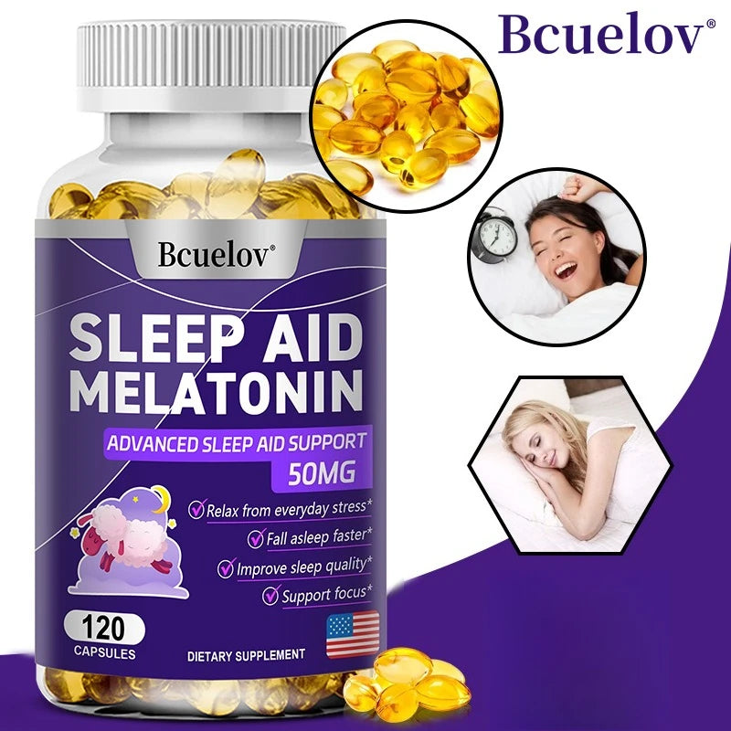 Bcuelov Melatonin, Dietary Supplement for Promotes Relaxation and Sleep Health, 25mg, 30/60/120 Capsules, Vegan | Gluten Free