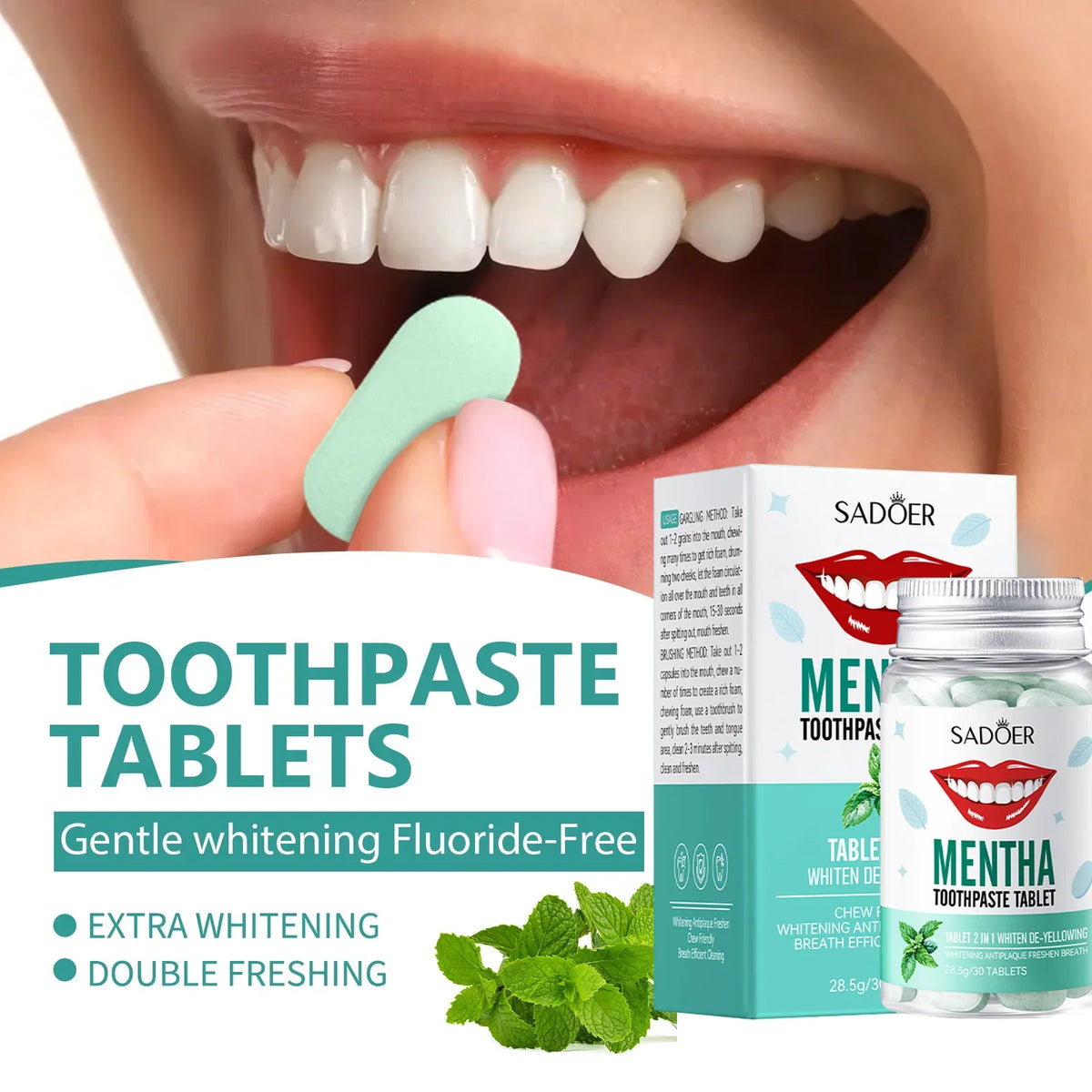 30 Tablets Mint Flavors Toothpaste Tablets Improve Bad Breath Remove tooth Stains Fresh Oral Hygiene Solid Toothpaste Tablet