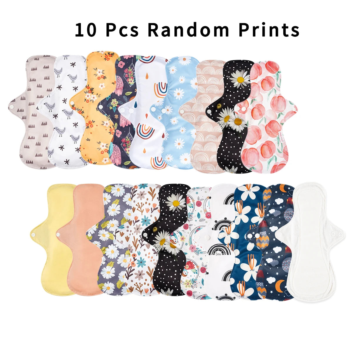 10Pcs/Set Large Women Reusable Menstural Pads for Monthly Thick Washable Sanitary Napkins Highly Absorbent Washable Heavy  Pads