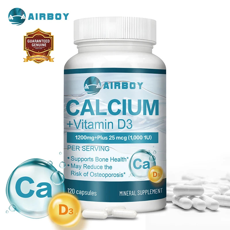 Calcium + Vitamin D3 Capsules - Immune Support, Helps Regulate Calcium Metabolism, and Promotes Healthy Bones, Teeth, and Skin