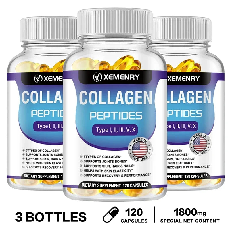 Collagen Peptide Capsules - Boosts Energy, Tightens Skin, Promotes Hair, Skin, Joint Health, Antioxidant