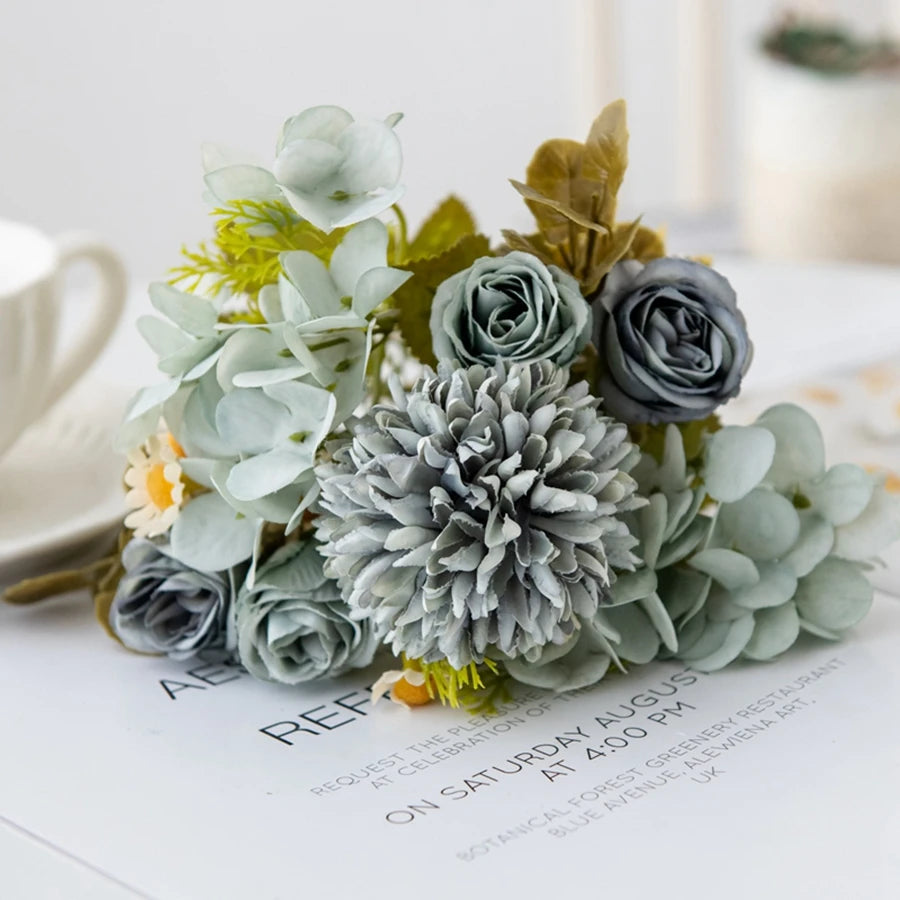 1PC Chamomile Combination Artificial Flowers For Festival Wreath Home Dining Table Bonsai Decoration Wedding Arch Accessories