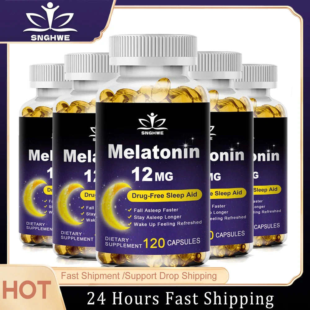 Melatonin Capsules - Relieve Insomnia, Help Improve Sleep Quality, Reduce Waking Time, Help Deep Sleep Beauty Healthy Food