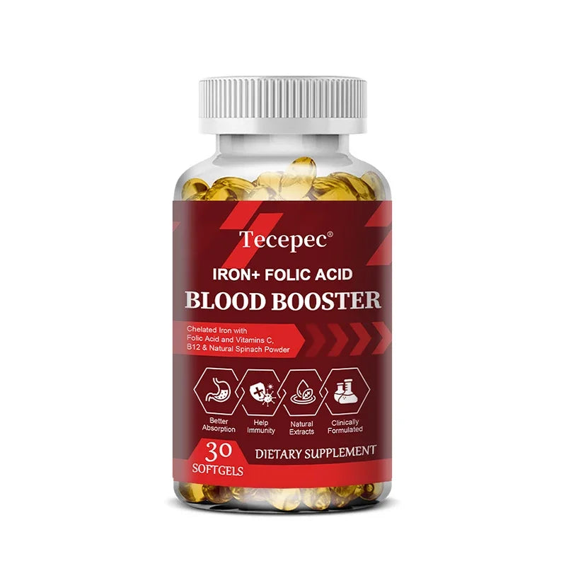 Iron + Folic Acid Supplement, with Vitamin C, B12 &amp; Zinc, Blood Strengthener, Circulation Support Immune Support