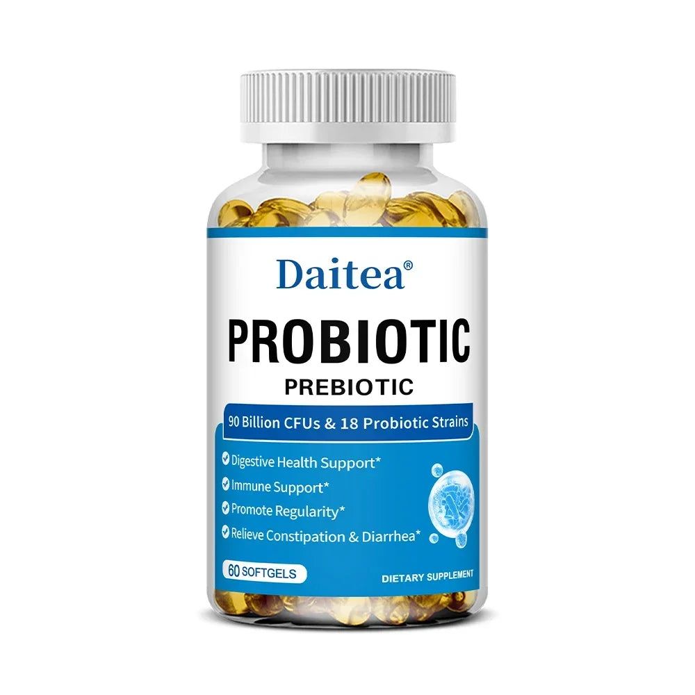 Prebiotics and Probiotics 90 Billion CFUs, Dietary Supplement for Women &amp; Men, Immune, Digestive, Gut Health, 30/60/120 Capsules