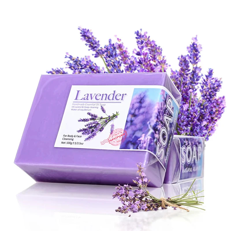 Lavender Handmade Essential Oil Soap Bar,For Body &amp; Face Deep Cleaning,Moisturizing,Brightening,Oil Control,Natural Organic