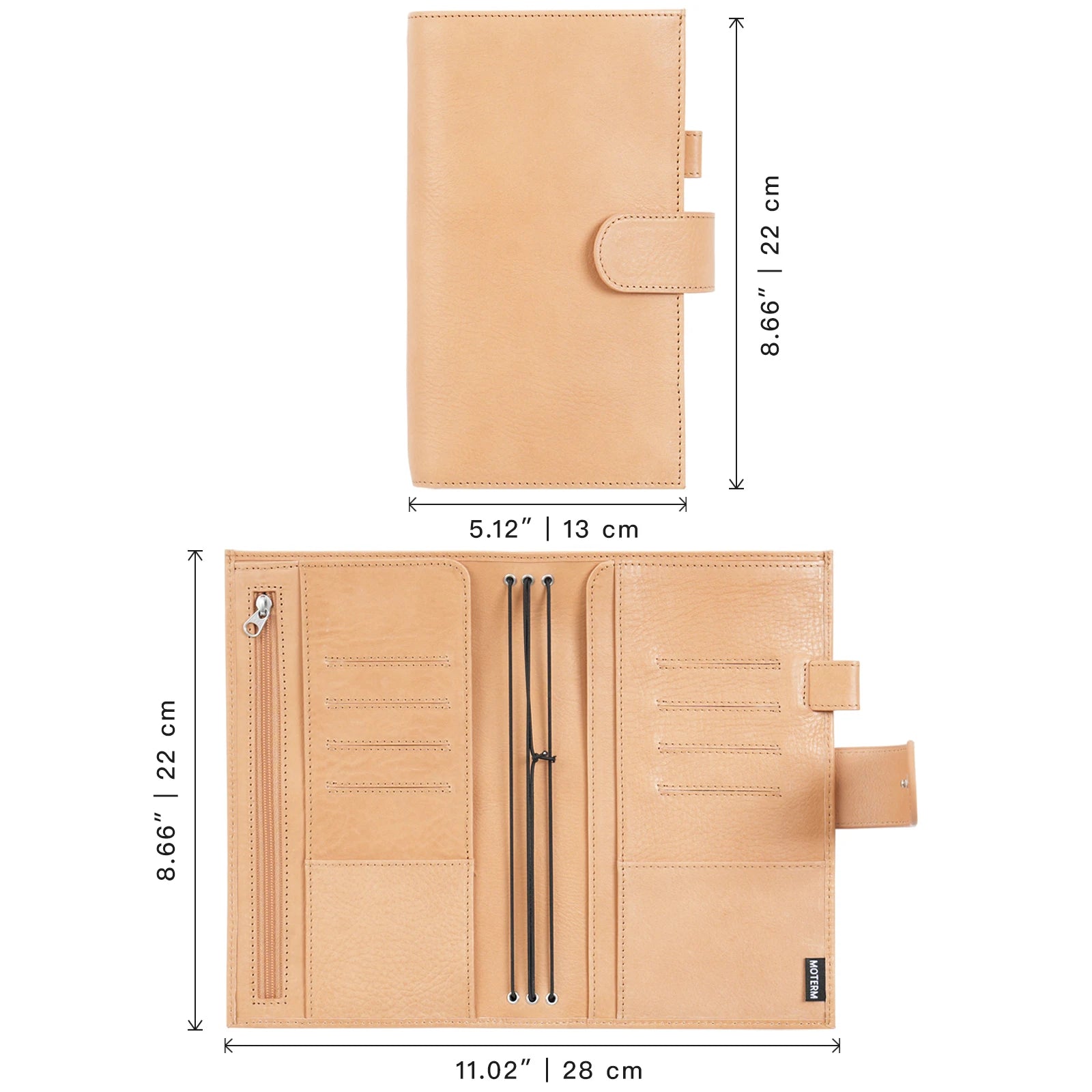 Moterm Travel Notebook Journal Companion Standard Planner Vegetable Tanned Leather Genuine Cowhide Organizer Diary