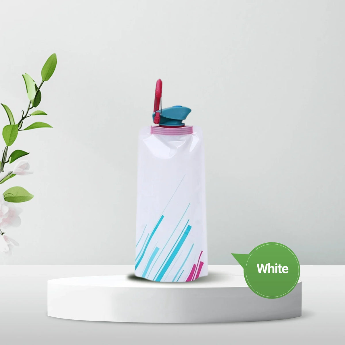 Foldable Water Bottles Flexible Reusable Travel Water Bottle Plastic Water Pouch Soft Flask Water Bag With Carabiner Clip