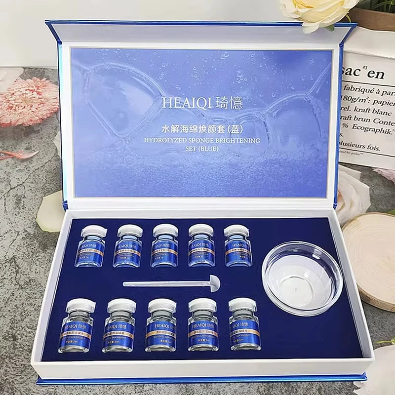 10 vials Blue Sponge Spicules Freeze-dried Collagen Powder Set 80% Microcrystal Natural Biological Extract Sponge Microcrystal