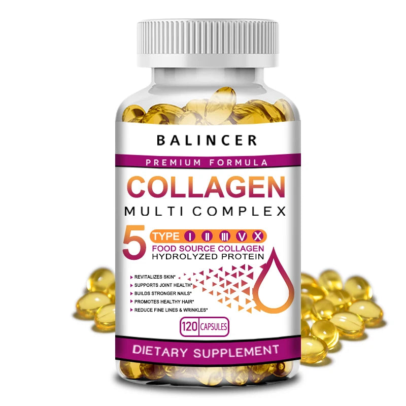 Collagen Peptide Multi-Hair, Skin &amp; Nails, Digestive &amp; Joint Health Supplement, Hydrolyzed Collagen, 120 Capsules