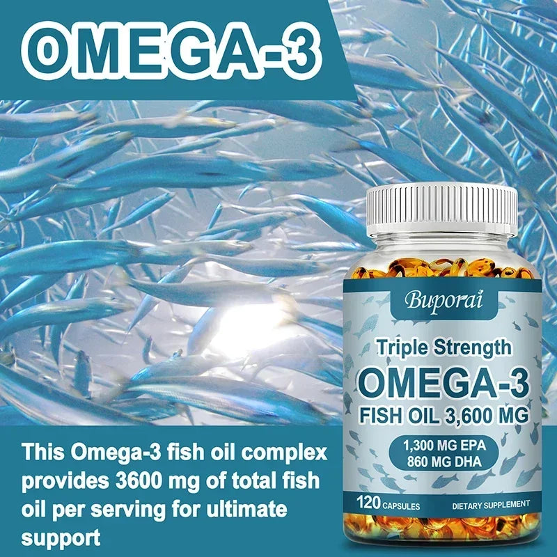 Omega 3 Fish Oil - Improve Bad Mood, Relieve Stress, Strengthen The Brain, Improve Memory and Intelligence