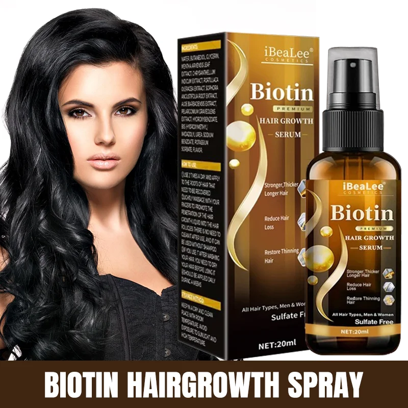 Biotin Hair Spray Anti Hair Loss Treatment Baldness Repair Beard Eyelash Fast Growth Serum Dense Thicker Regrowth  Hair Care