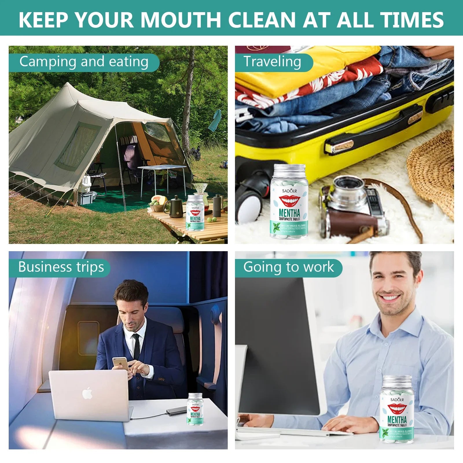 30 Tablets Mint Flavors Toothpaste Tablets Improve Bad Breath Remove tooth Stains Fresh Oral Hygiene Solid Toothpaste Tablet