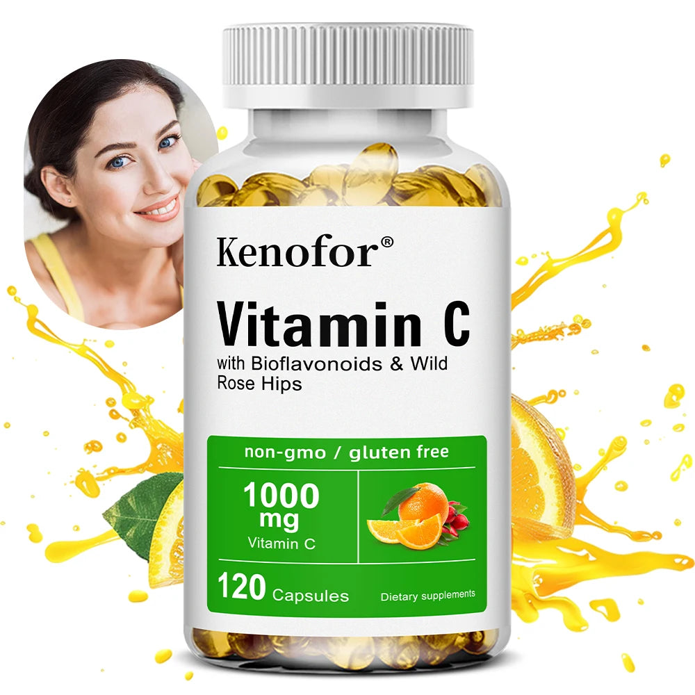 Vitamin C 1000 Mg - with Citrus, Rosehip, Immune Support, Collagen Production, Skin Health, Antioxidant, 120 Capsules