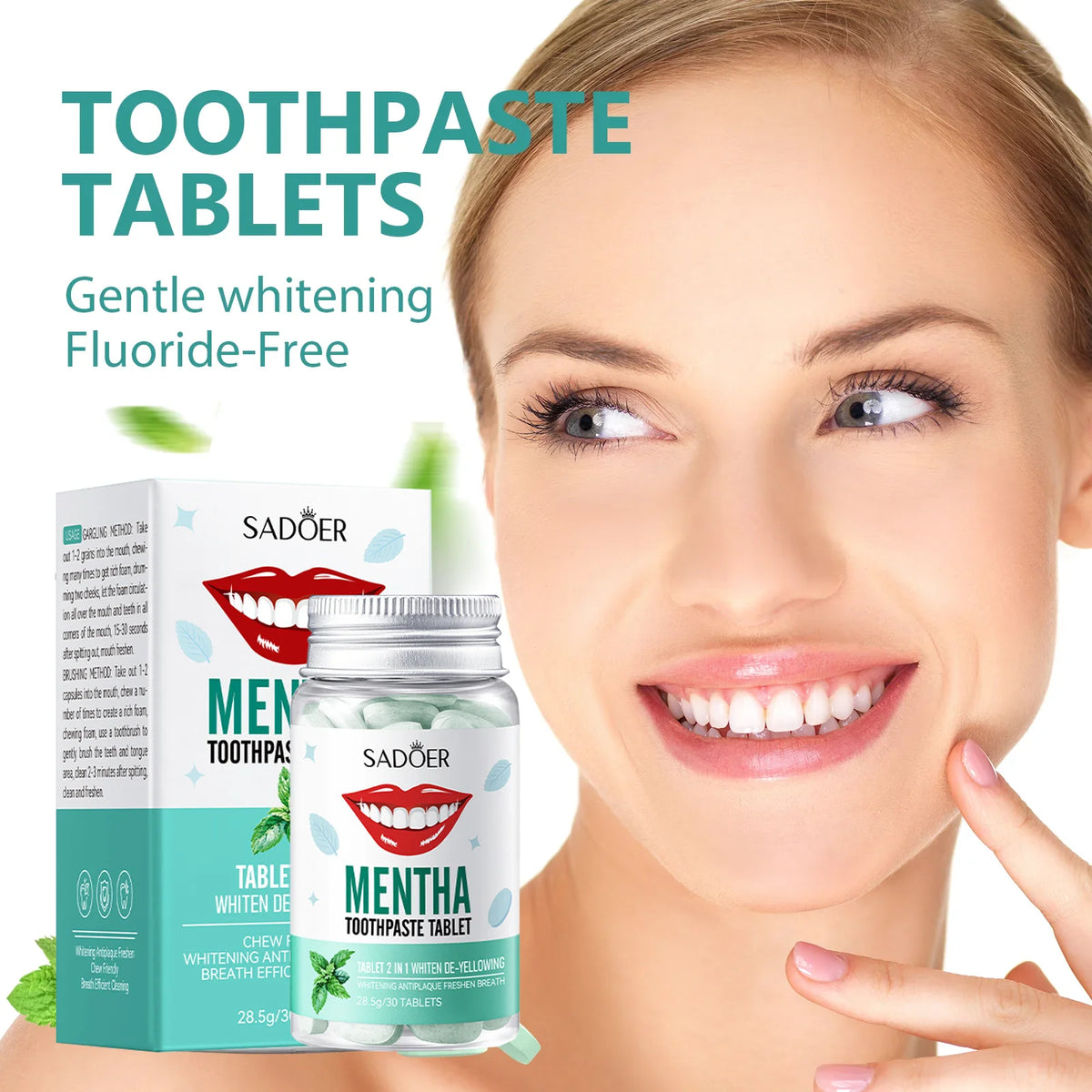 30 Tablets Mint Flavors Toothpaste Tablets Improve Bad Breath Remove tooth Stains Fresh Oral Hygiene Solid Toothpaste Tablet