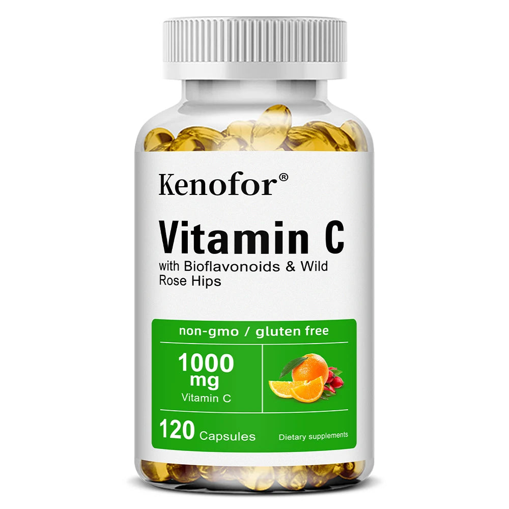 Vitamin C 1000 Mg - with Citrus, Rosehip, Immune Support, Collagen Production, Skin Health, Antioxidant, 120 Capsules