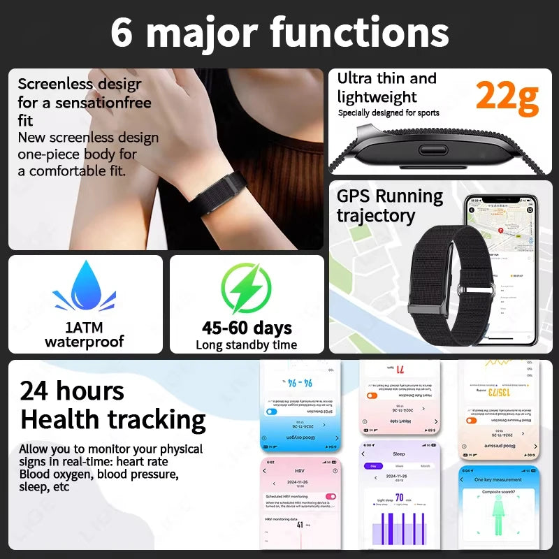 NO Screen Smart Watch Men Women Heart Rate Blood Pressure Monitor Pedometer Waterproof Sports Bracelet Fitness Tracker Smartband