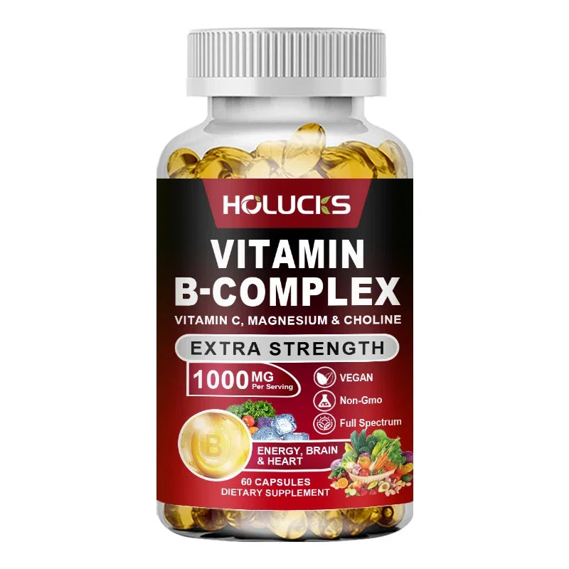 Vitamin B Complex Supplement - (B1, B2, B3, B5, B6, B7, B8, B9, B12 Folic Acid&amp;Biotin) with Vitamin C, Inositol - Energy Healthy