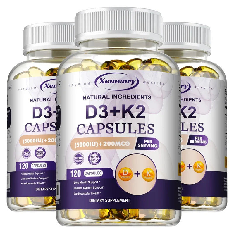 Vitamin D3 + K2(MK7) Supplement - Bone, Joint, Heart, Immune, Teeth and Skin Health Support - Non-GMO Supplement