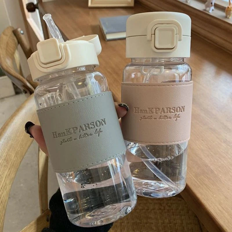 500ml portable straw water bottle creative and cute leak proof plastic drinking bottle milk coffee tea juice cup