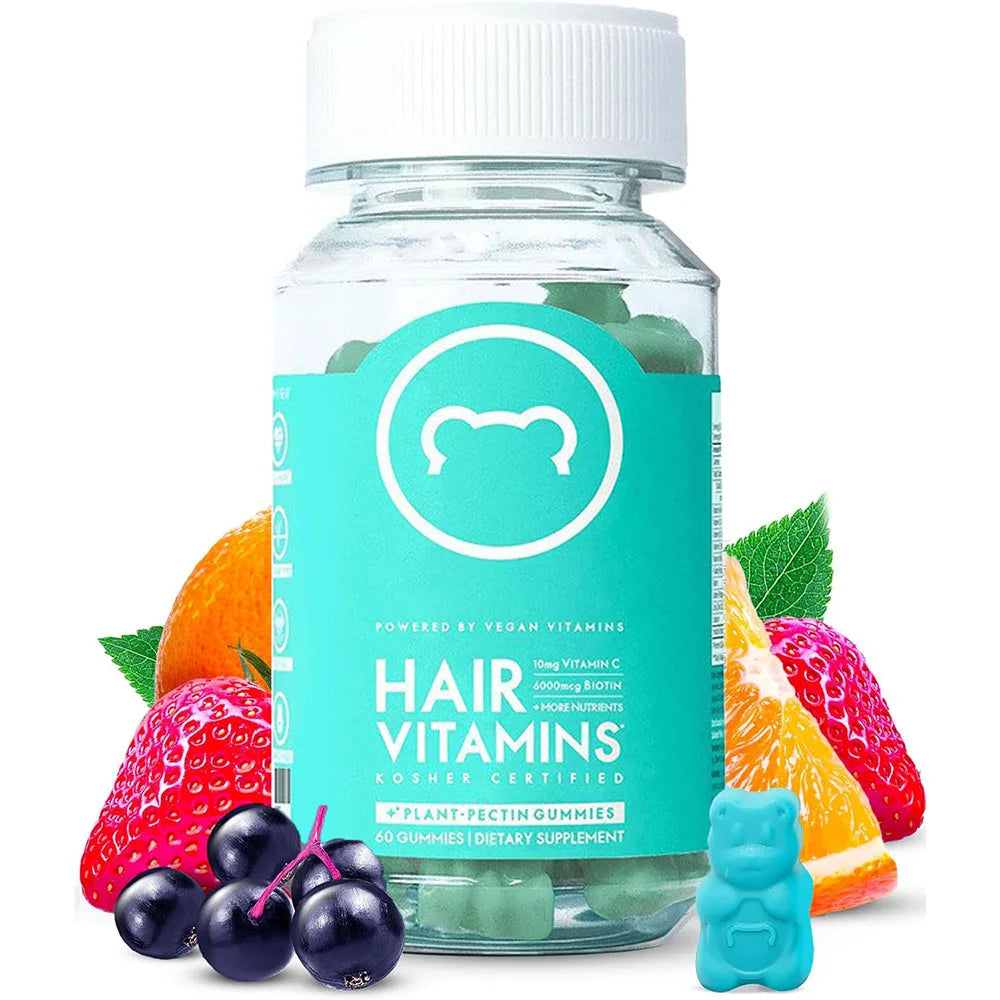 Bear Hair Vitamin Gummy Biotin 6000mcg Multivitamin Supplement Vegan Vitamin Hair, Skin &amp; Nail Growth Gummies for Men &amp; Women