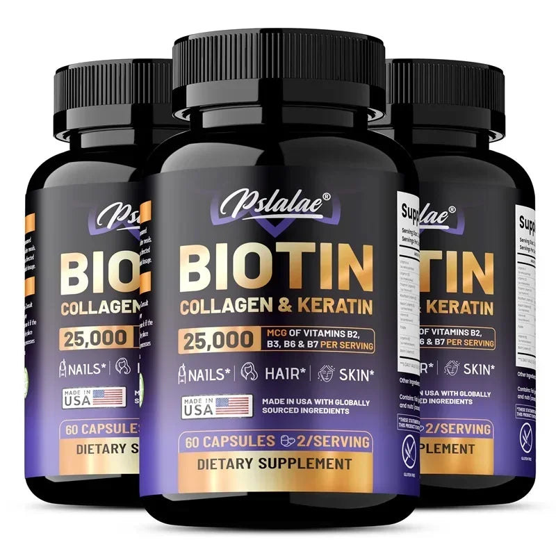 Biotin | Collagen | Keratin Supplement - Moisturize Skin, Promote Nail Growth, Anti-aging, Reduce Gray Hair and Hair Loss