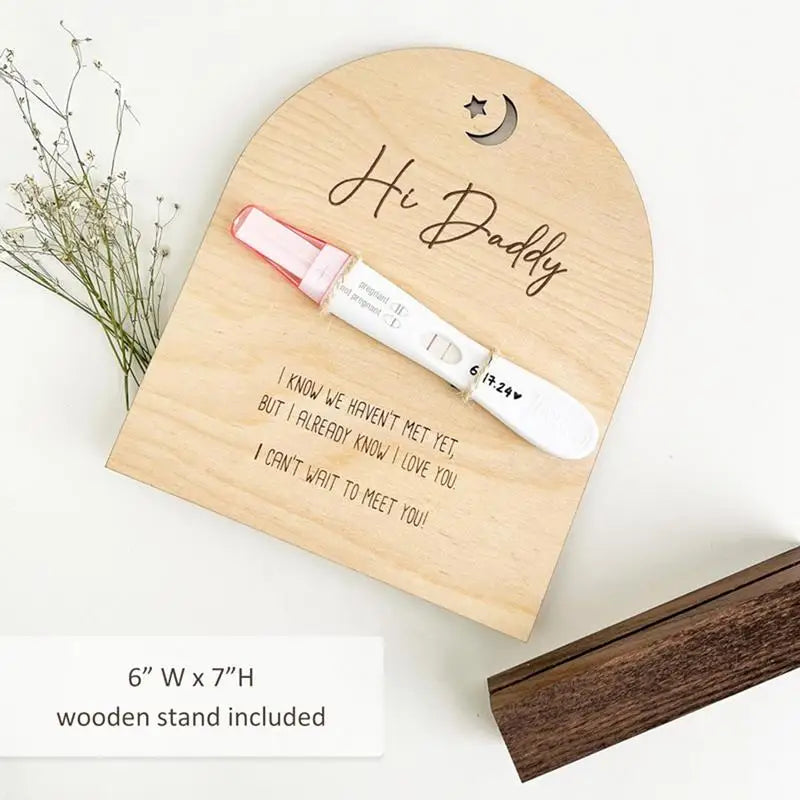 Pregnancy Reveal To Husband Hi Dad Woode Announcement Board For New Baby Creative Pregnancy Announcement For Dad To Be Cute Baby