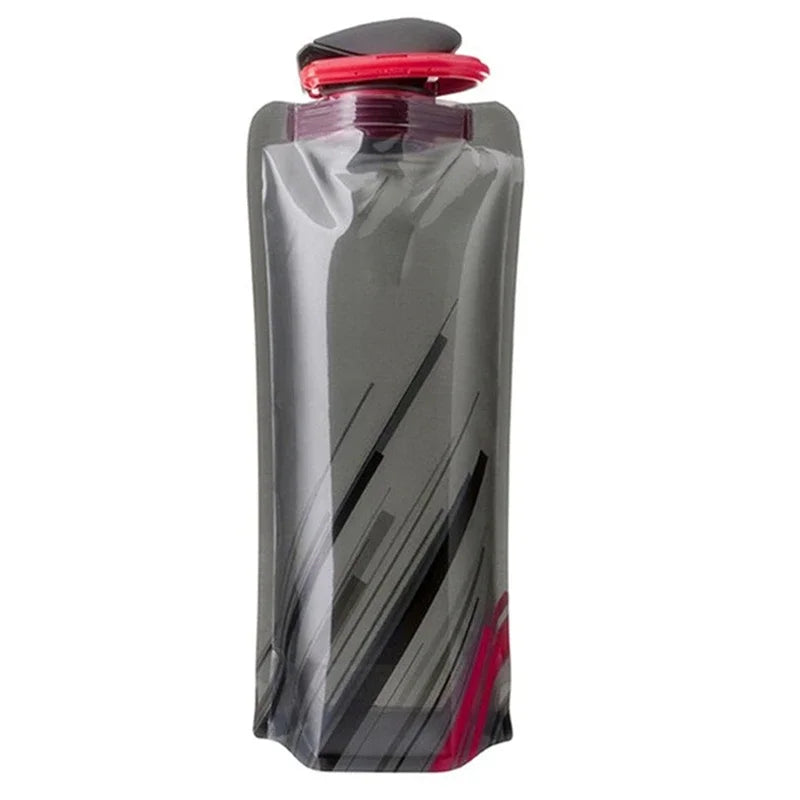 Foldable Water Bottles Reusable Flexible Travel Bottle Plastic Pouch Soft Flask Water Bag With Carabiner Clip