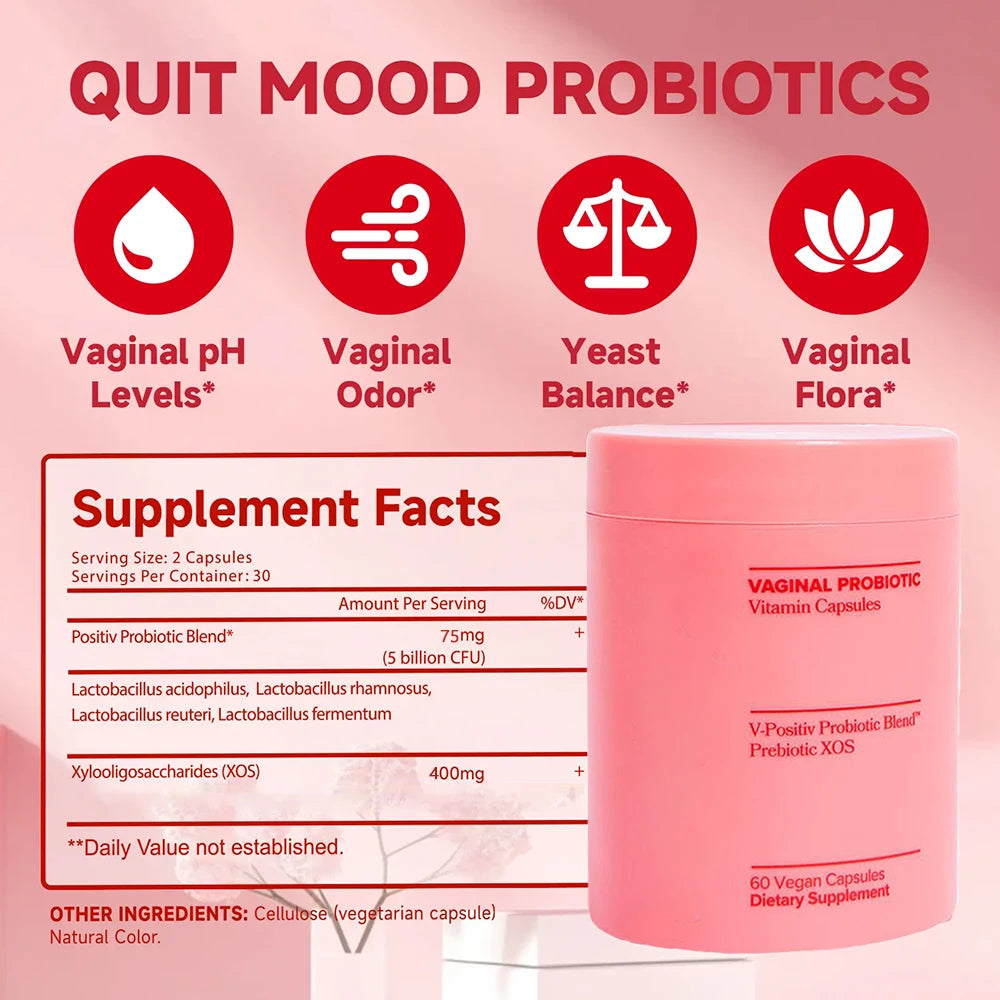 Vaginal Probiotic Vitamin Tablets pH Balance Vaginal Health Supplement for Women Vaginal Odor and Vaginal Flora - 60 Capsules
