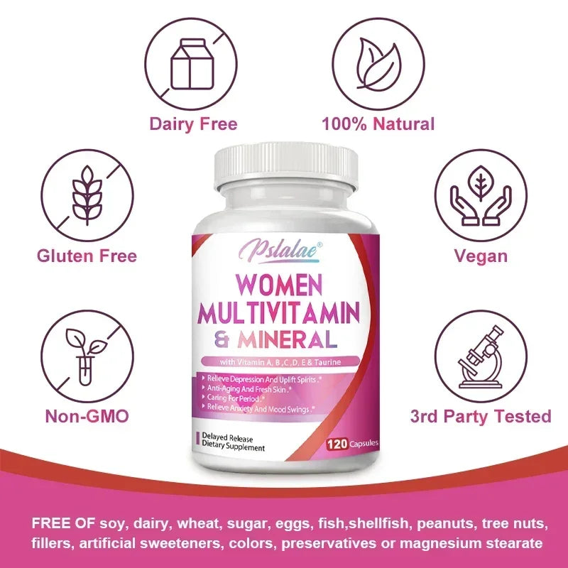 Women's Multivitamins &amp; Minerals - Enhances Energy Levels, Anti-aging, Promote Healthy Hair, Skin and Nails
